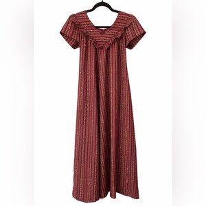 Vintage Liberty House 70s Boho Prairie Maxi Dress Burgundy